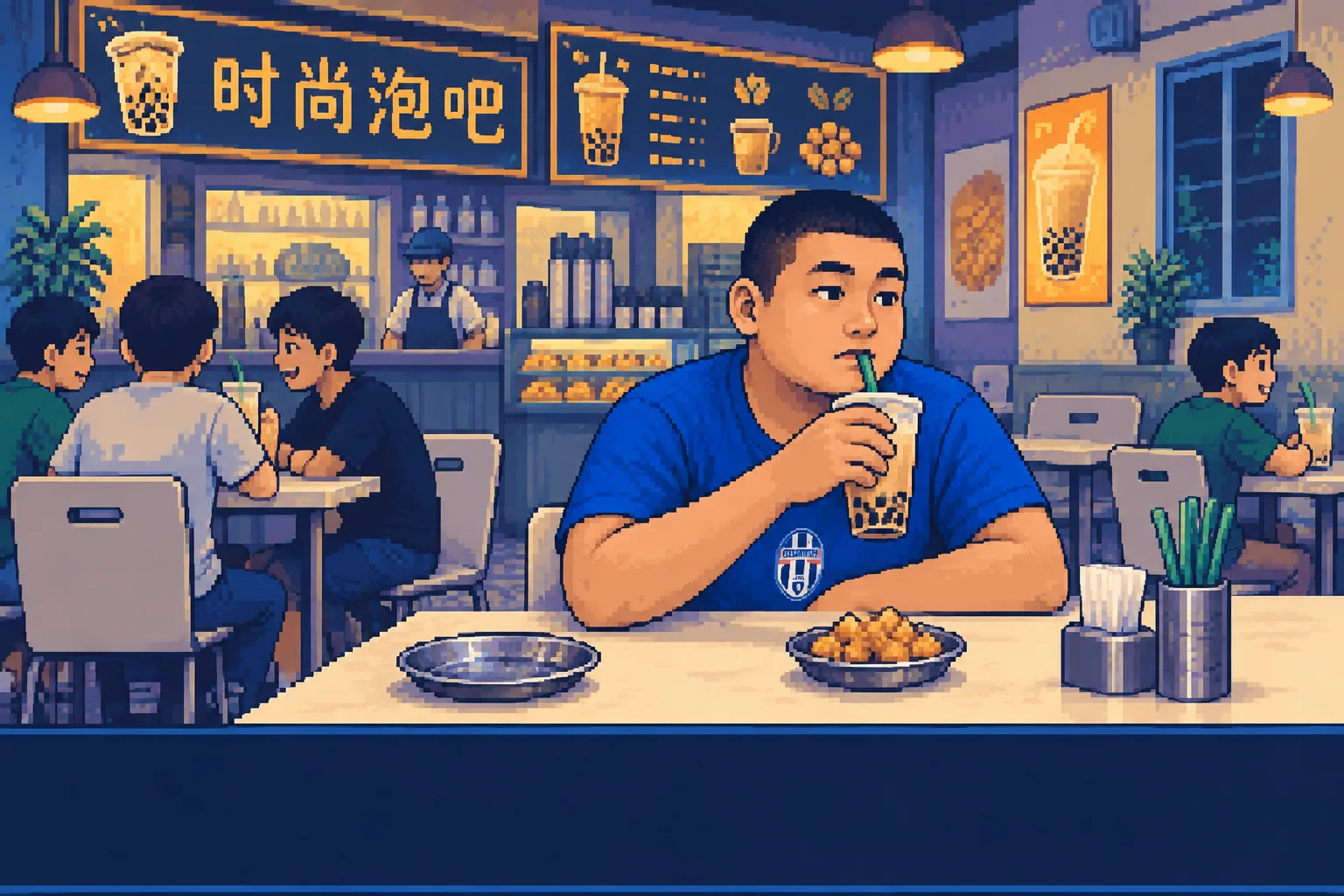 像素画：肥总在初中时期的奶茶店据点